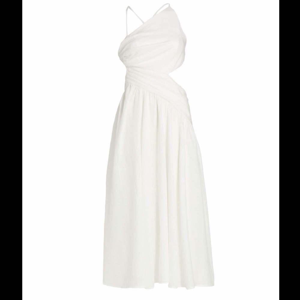 NWT ZIMMERMANN Tropicana Asymmetric Open Back Dress in Ivory, size 3 (8-10)